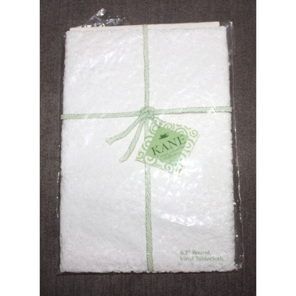 Kane Lace Crochet Vinyl Tablecloth Size 63" Round